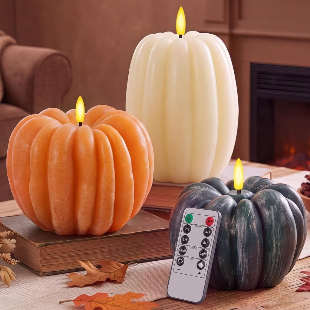 3 Pcs Fall Flameless LED Pumpkin Candles