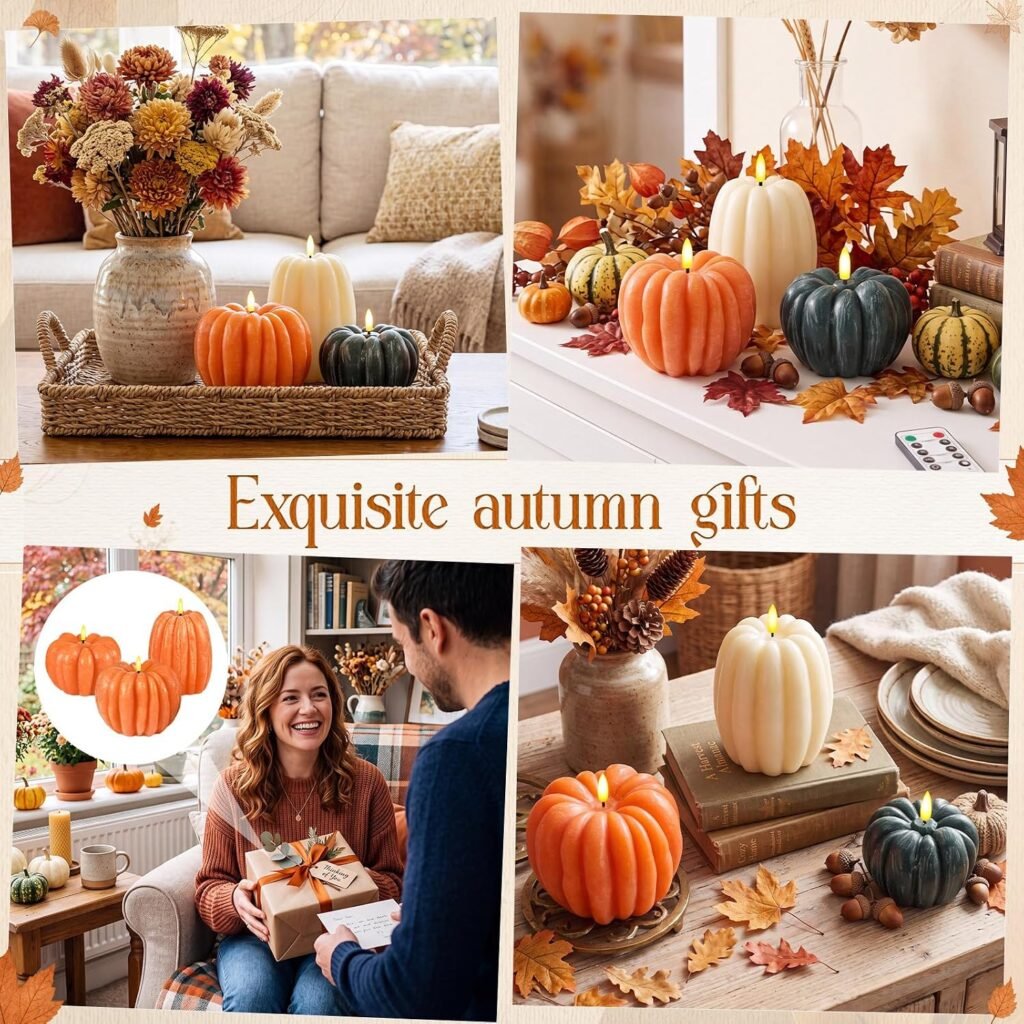 3 Pcs Fall Flameless LED Pumpkin Candles