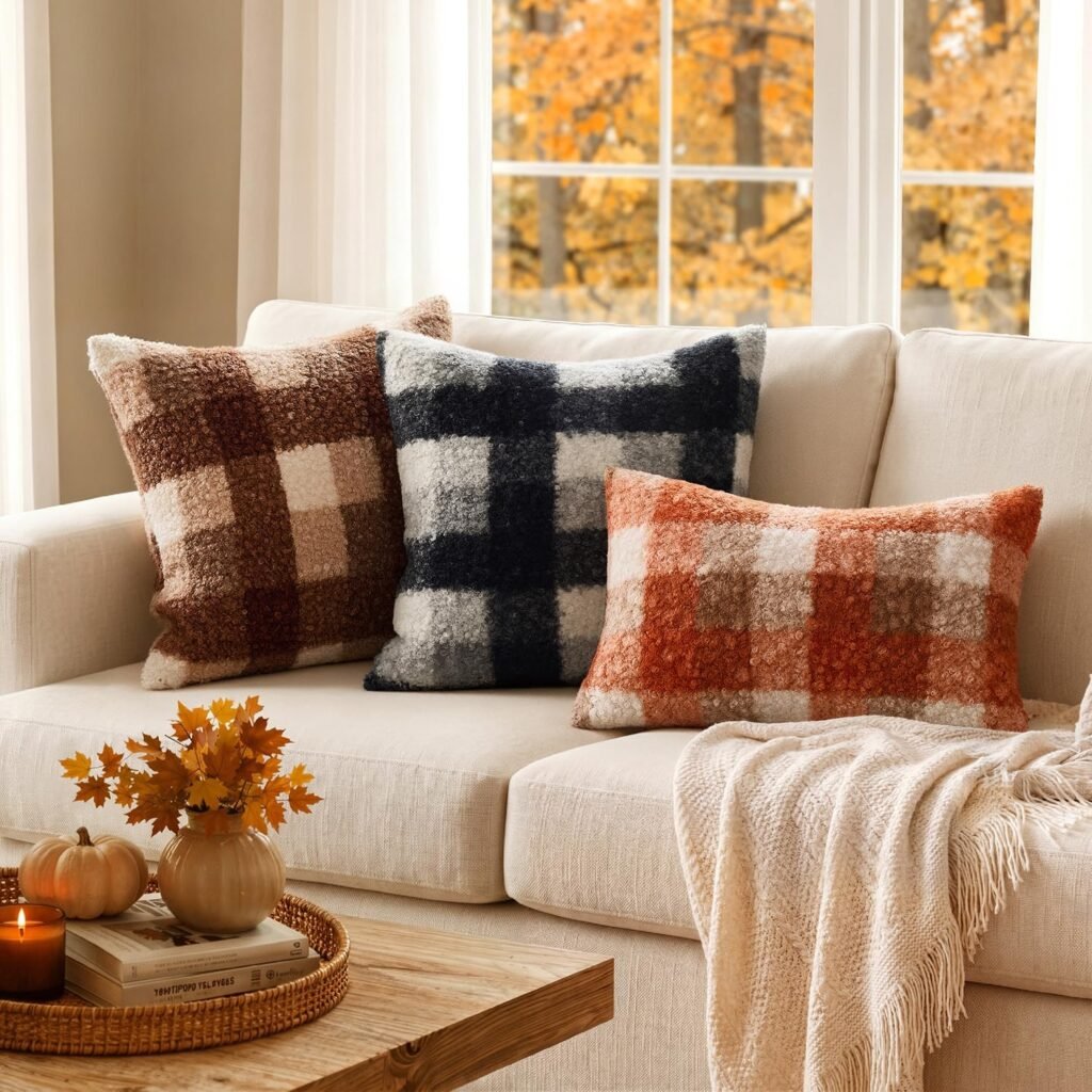 MIULEE Fall Plaid Pillow Covers