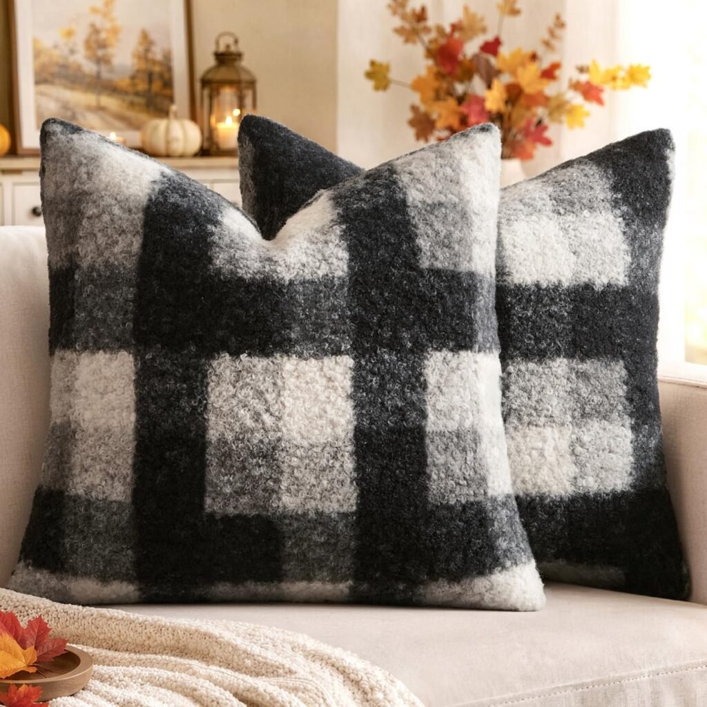 MIULEE Fall Plaid Pillow Covers