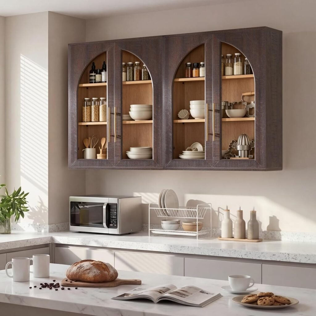 Arched Bathroom Wall Cabinet Walnut