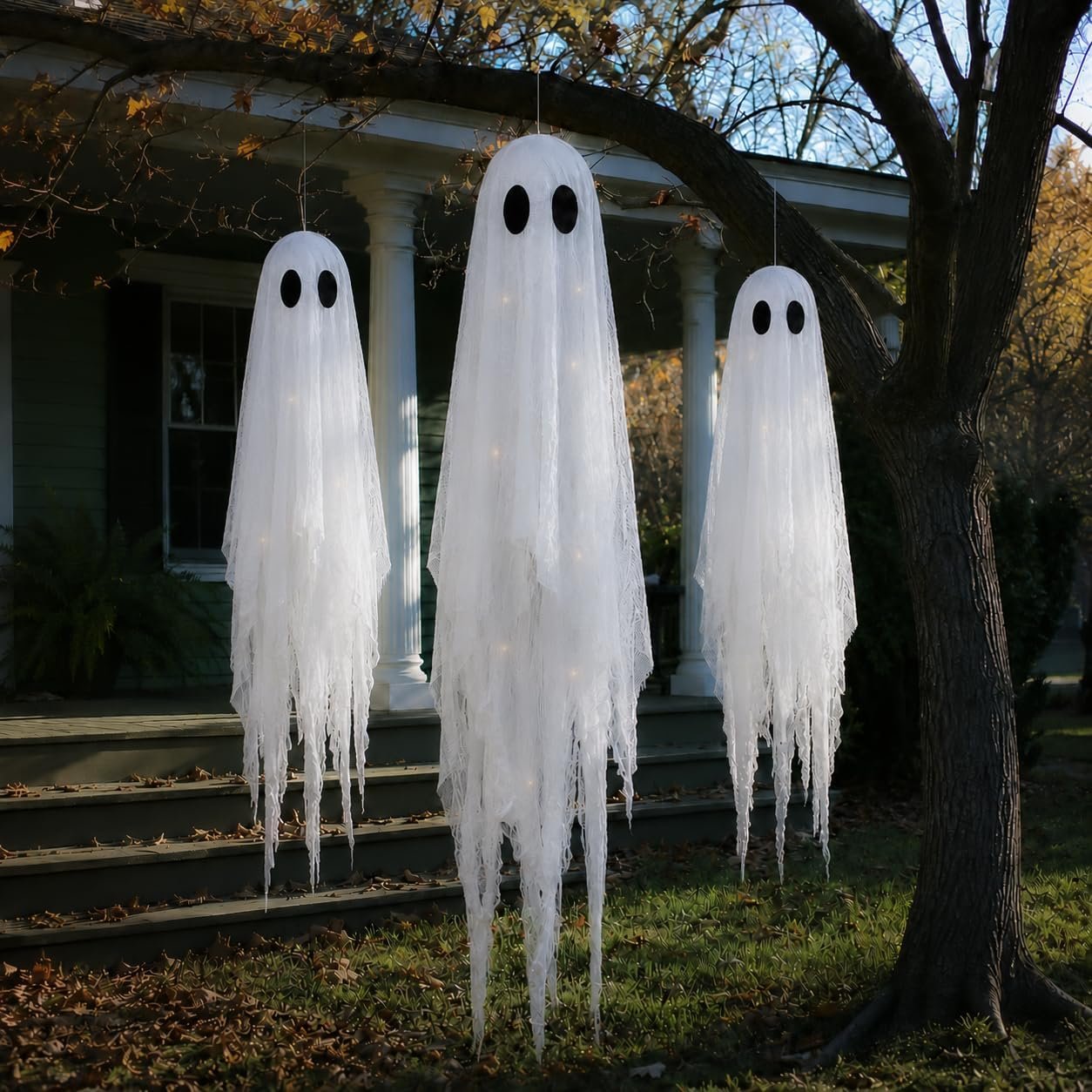 CheerBloom 3-Pack Hanging Ghost hanging from tree