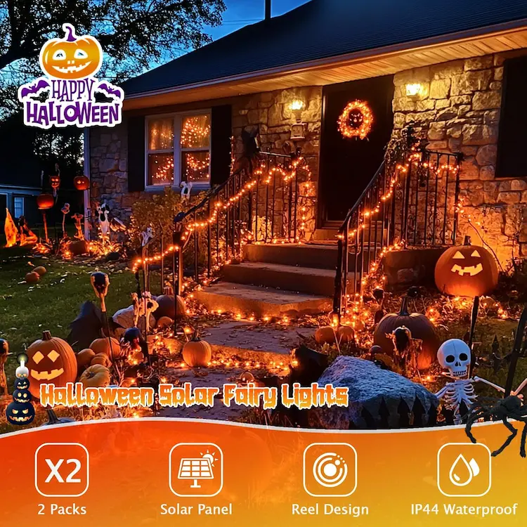 JMEXSUSS Solar Halloween Orange Fairy Lights