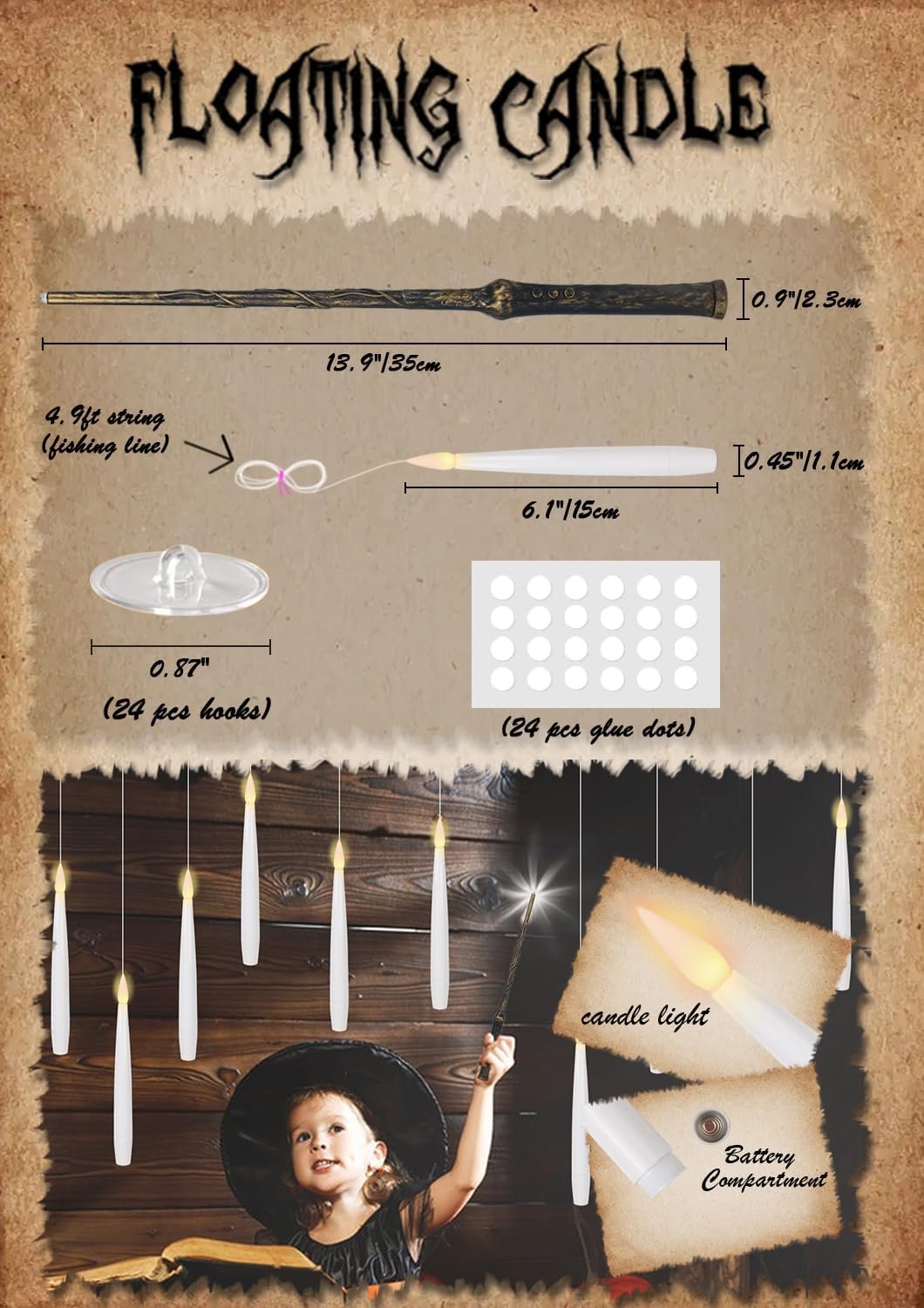 GenSwin Floating Candles with Wand