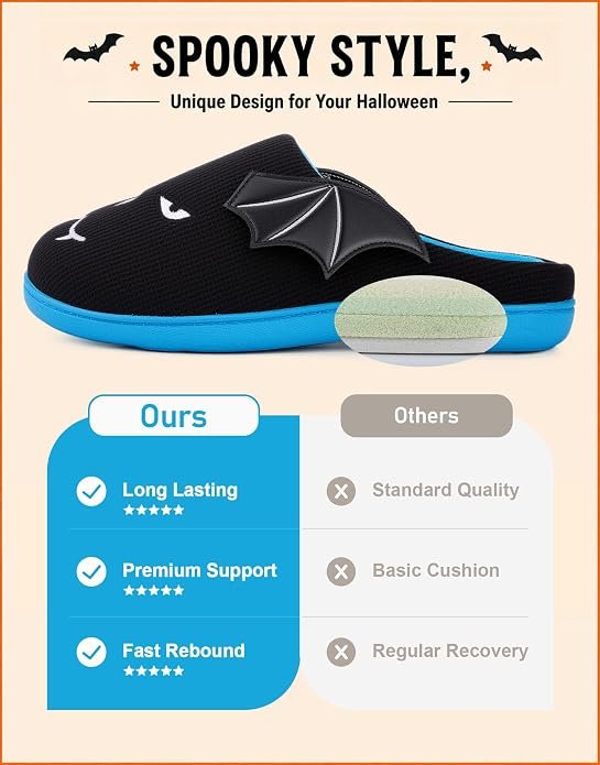 VeraCosy Halloween Bat House Slippers
