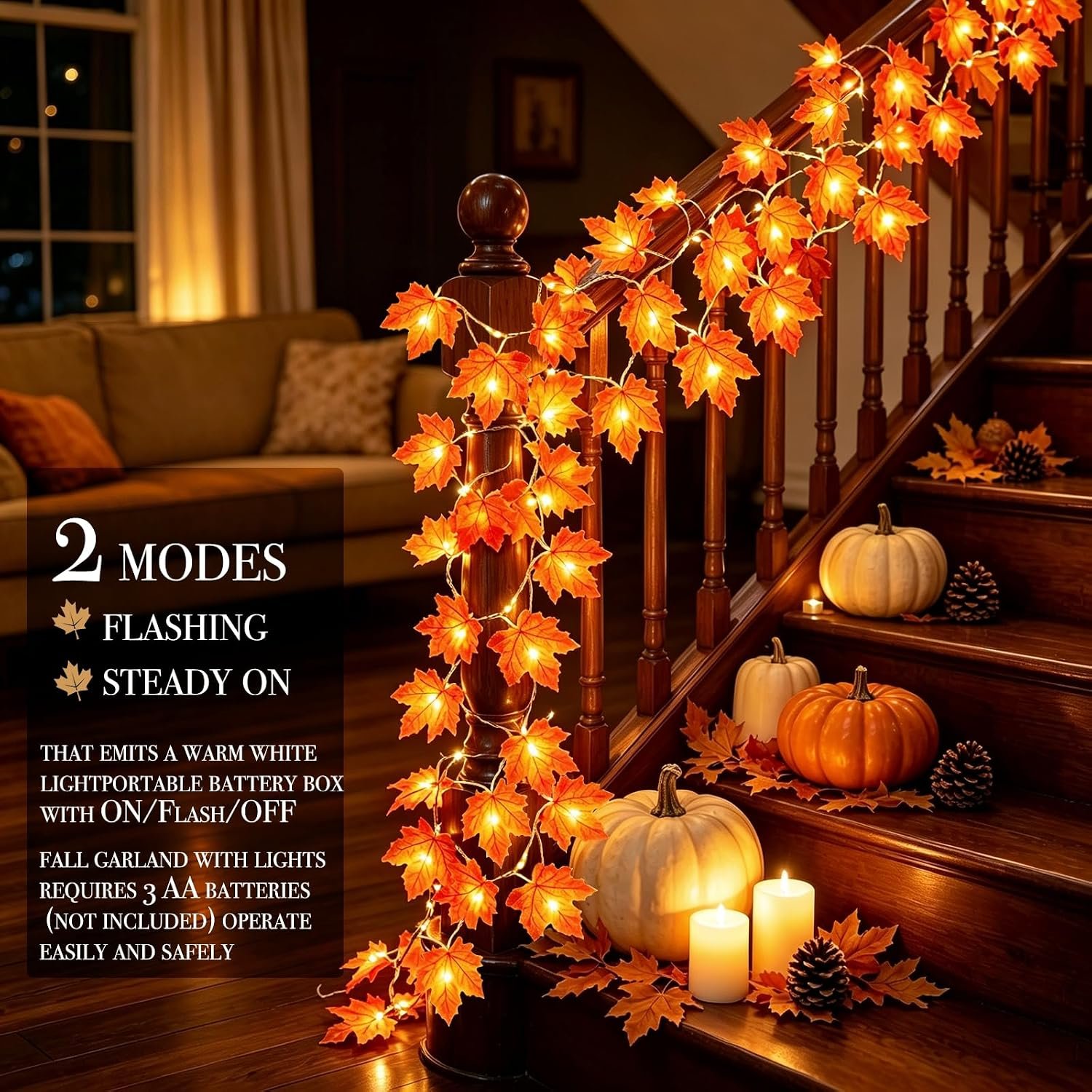 TURNMEON 2 Pack Fall Garland Lights