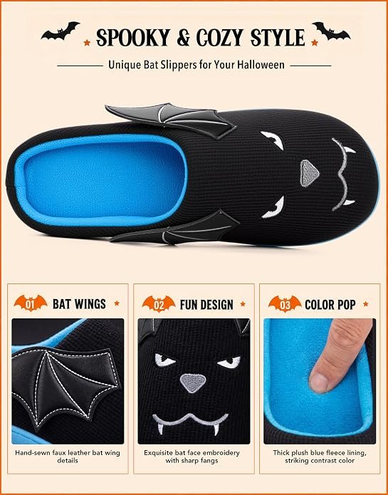 VeraCosy Halloween Bat House Slippers